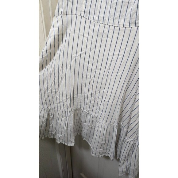 Old Navy White & Blue Striped Sleeveless Summer Dress Size L Lightweight Smocked - Picture 5 of 7
